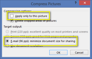 Format Tab - Compress PIcture options